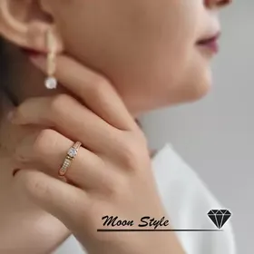 انگشتر نگین گرد ژوپینگ آبکاری طلا