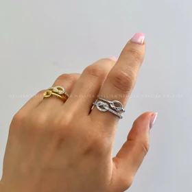 انگشتر طرح گره نگین‌دار زنانه