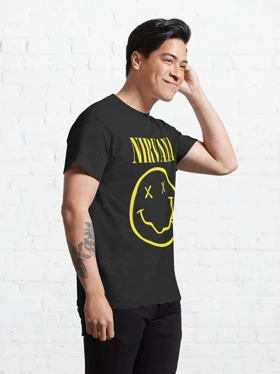 تیشرت nirvana نیروانا Nirvana Yellow Happy Face Rock Musi