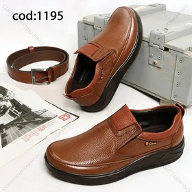 کفش مردانه چرم طبیعی تبریز clarks قهوه ای با زیره قهوه ای سوخته