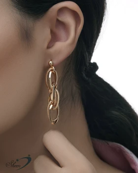 گوشواره آویز زنجیری طلایی