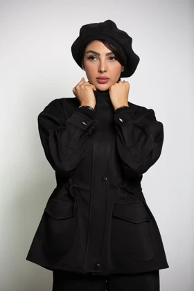 بارانی کجراه زیپ‌دار (مشکی)