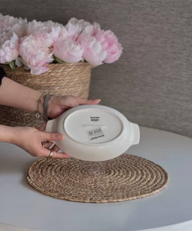 مرغ خوری بیضی متوسط دنی هوم طرح گل آبی سایز متوسط / BA29