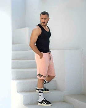 شلوارک بگ ورزشی ADIDAS گلبه ای