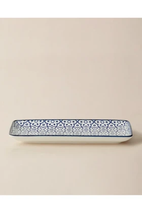 بشقاب سرو مستطیل Madame Coco مدل Reve Bleu Lucida Bone China
