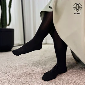 جوراب سه ربع میس لی ضخیم 120 - طرح برگ