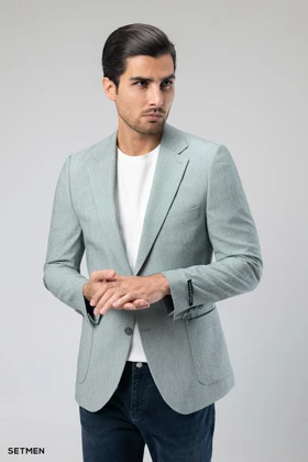 کت تک مردانه دودکمه نیم آستر پارچه GOFRE