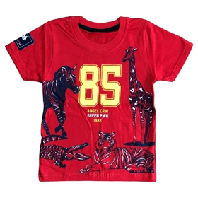 ست تیشرت آستین کوتاه و شلوارک پسرانه مدل PJ1164 رنگ قرمز