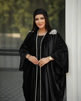 مانتو عبای مخمل مروارید دار