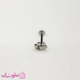 پیرسینگ گوش استیل مدل پای گربه نقره ای رنگ کد 100