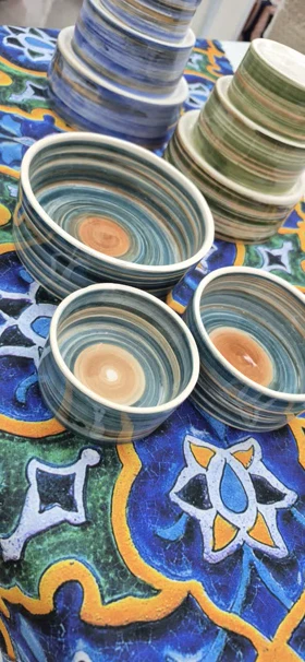 ست سه تیکه سه سایزی کاسه آبرنگی (سبز کله غازی)