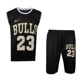 ست رکابی شلوارک مشکی مردانه مدل bulls 23