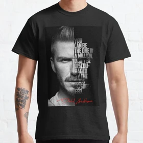 تیشرت ورزشی رئال مادرید | تیشرت Real Madrid CF طرح Black and white David Beckham quote کد 143502