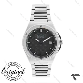 ساعت کرست مردانه 6328-2 نقره ای صفحه مشکی Crest-11015-G