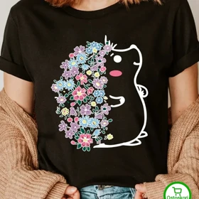 تیشرت زنانه نخ پنبه طرح جوجه تیغی