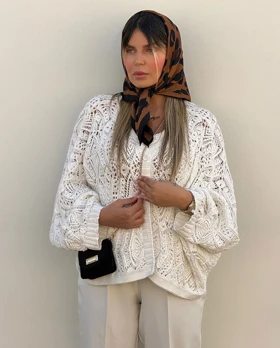 مینی اسکارف ساتن وارداتی طرح دار کد 400