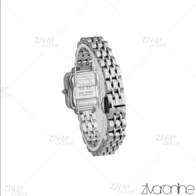 ساعت دنیل ولینگتون زنانه مربعی نقره ای صفحه آبی خطی 107123