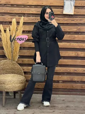 مانتو دانشجویی کمردار