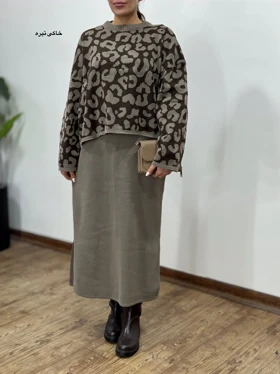 ست سارافون بلند و پلیور بافت تابان