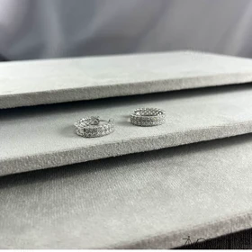 گوشواره زنانه مدل حلقه‌ای دو رج نگین 20441