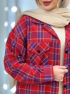 مانتو چهارخونه دو جیب پاکتی