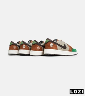 کفش کتانی مردانه و زنانه قهوه ای طوسی سبز نایک NIKE jordan Vodoo مدل 6194