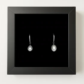 گوشواره نقره حلقه‌ای با آویز مروارید