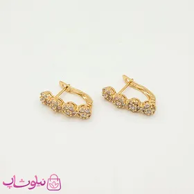 گوشواره زنانه ژوپینگ مدل پرنگین طلایی