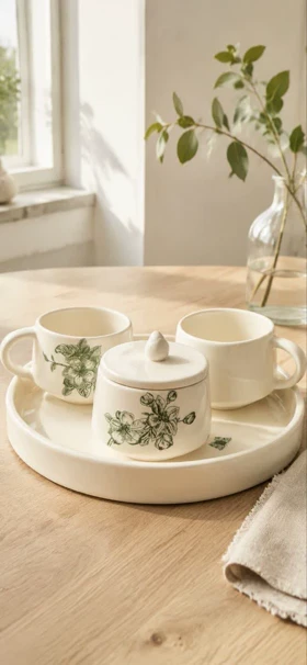 چای خوری دو نفره سرامیک گل و شکوفه