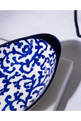 بشقاب سرو Madame Coco مدل Reve Bleu Reneta Bone China - آبی/سفید