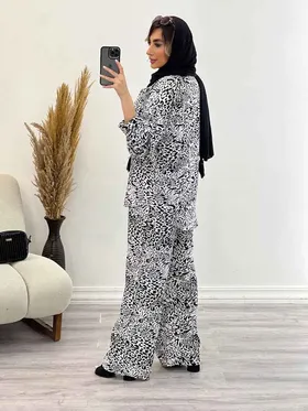 ست شومیز و شلوار طرح پلنگی