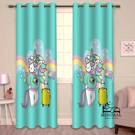 پرده کودک طرح اسب تک شاخ مدل W4636