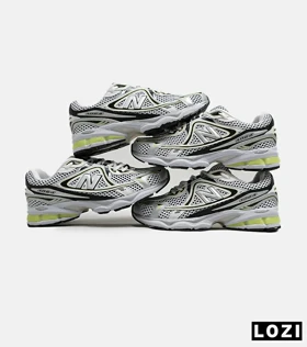 کفش کتانی مردانه و زنانه سفید نقره ای لیمویی NEW BALANCE 1064