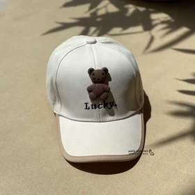 کلاه نقابدار بچگانه کتان طرح LUCKY BEAR