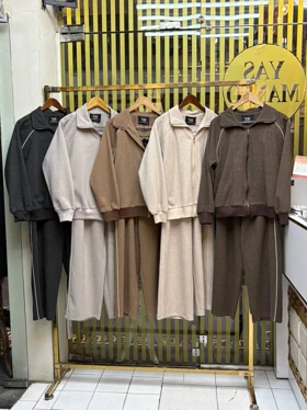 ست فوتر لامر اهورا سویشرت کوتاه و شلوار قد 110 گرم و شیک برای پاییز و زمستان