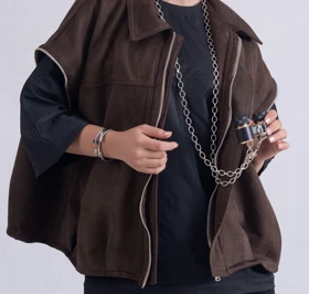 جکت جیر قهوه ای Suede دوحالته