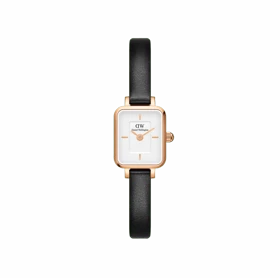 ساعت دنیل ولینگتون زنانه بند چرم مستطیلی ظریف رزگلد DW-5518-L