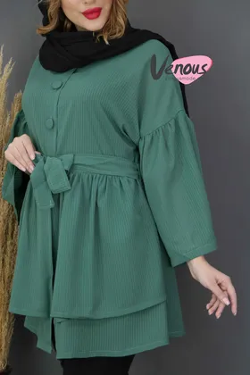 مانتو دکمه دار پایین چین