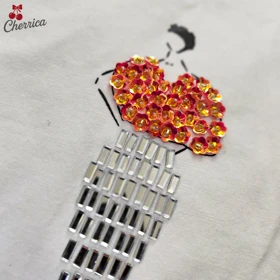 تیشرت باکسی دختر نگینی