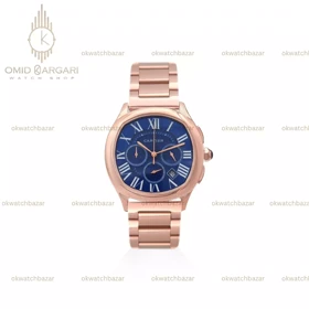 ساعت مچی کارتیه کورنوگراف بند فلزی رزگلد صفحه آبی Cartier