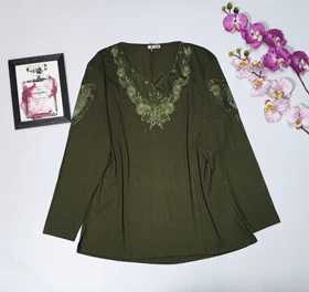 شومیز گیپوردار مدل مهگل کد 50272 (سبز زیتونی)