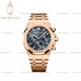 ساعت مچی اودمار پیگه کورنوگراف بند رزگلد صفحه سرمه ای Audemars Piguet