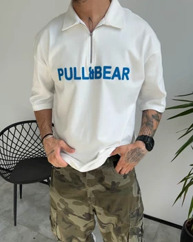 تیشرت یقه دار PULL&BEAR رنگ سفیدکد 5381