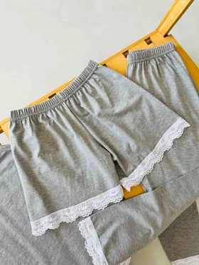 ست لباس راحتی سه تیکه تاپ و شلوارک زنانه