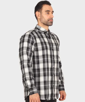 پیراهن مردانه پشمی چهارخانه سفید 0165