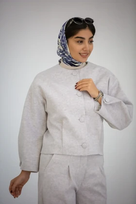 کت کراپ دخترانه مچ دکمه دار