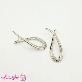 گوشواره زنانه ژوپینگ نقره ای طرح منحنی بدون نگین