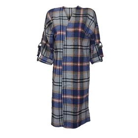 مانتو زنانه پاییزه بلند اسپرت چهارخونه پشمی