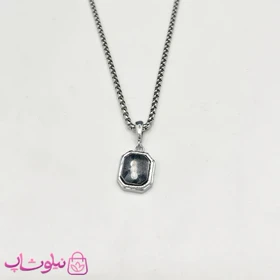 گردنبند اسپرت طرح سنگ اونیکس مشکی مینیمال کد 98