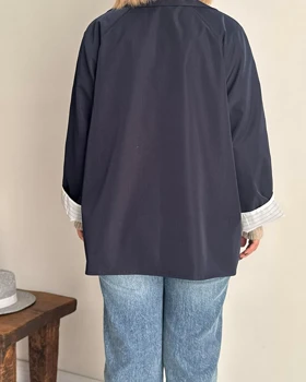 ترنچ کت Fly سرمه ای (قد کوتاه)